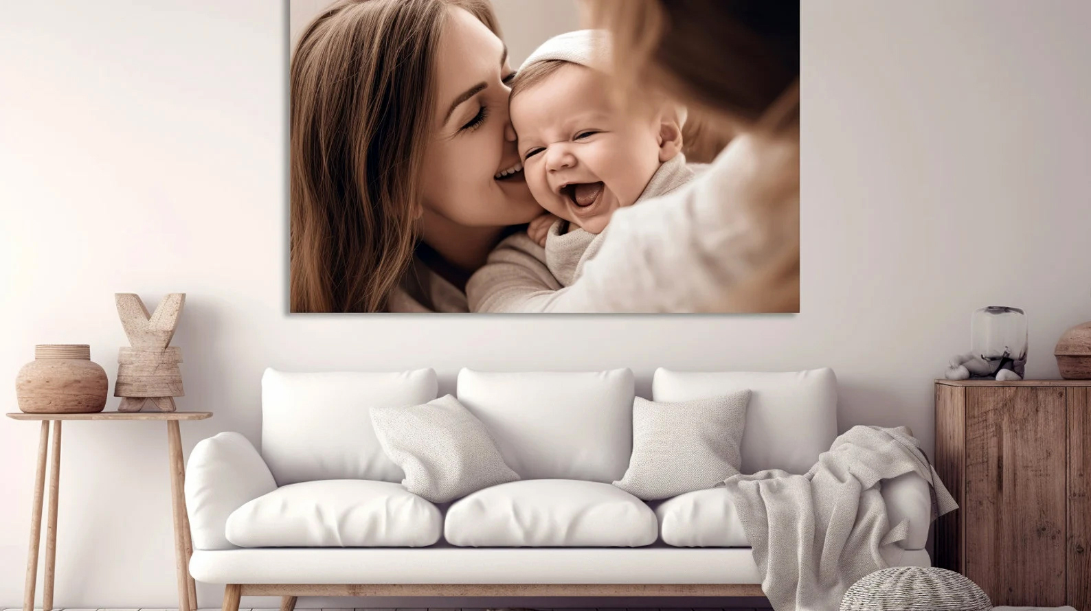 Tisk na platno – primer na steni